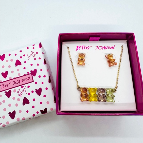 Betsey Johnson Gummy Bear Earrings & Necklace NWT - Picture 2 of 2